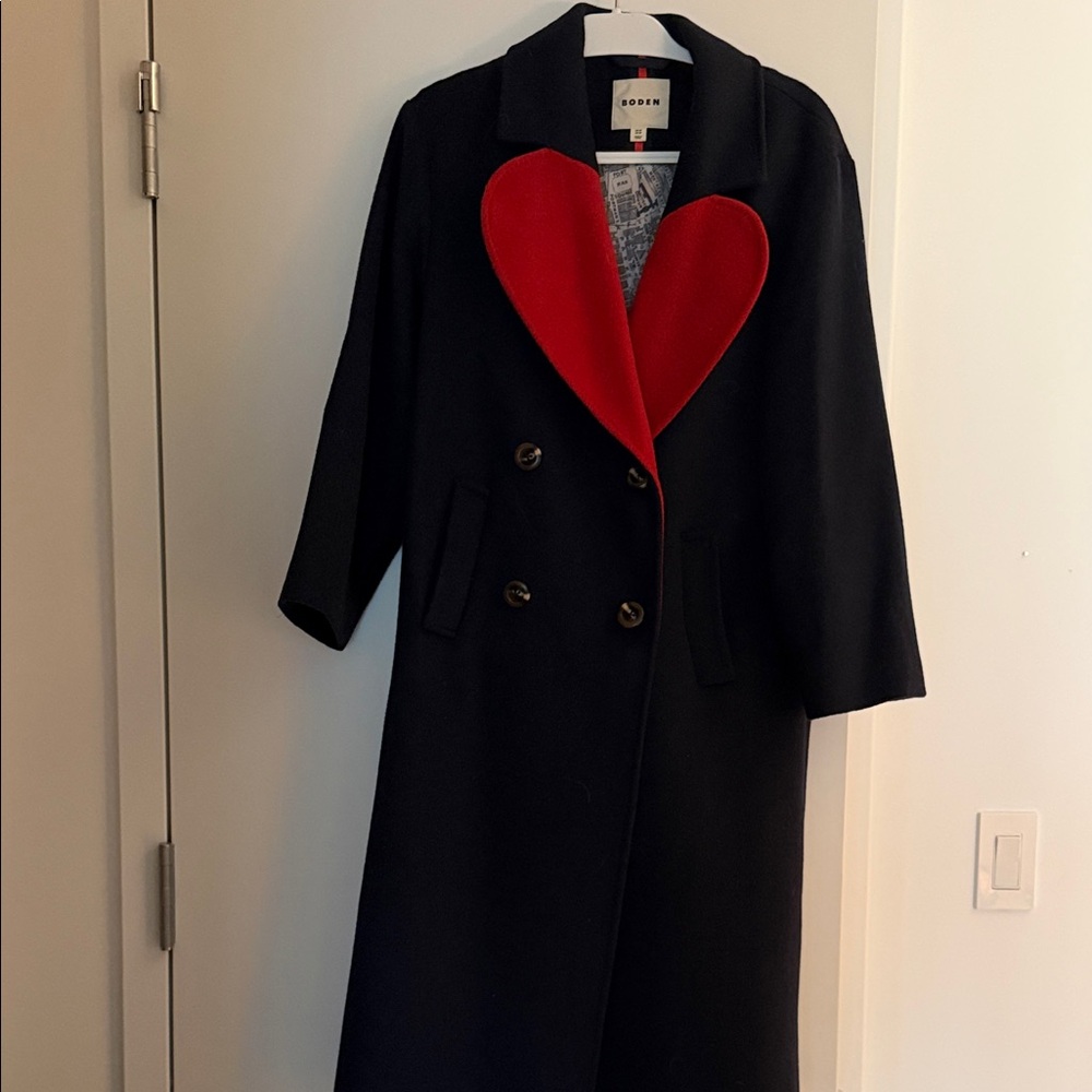 Boden Long Coat with Red Heart Lining - Picture 4 of 5